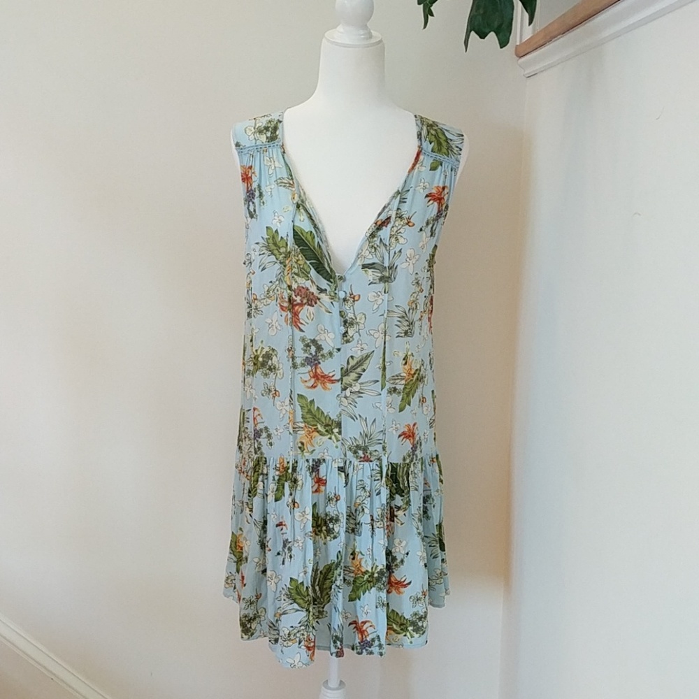 Sky Blue Floral Dress or Tunic - Like New